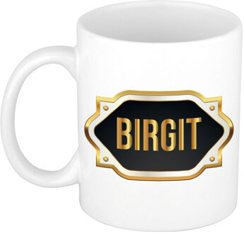 Bellatio Decorations Naam cadeau mok / beker Birgit met gouden embleem 300 ml