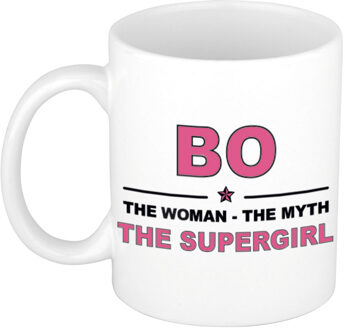 Bellatio Decorations Naam cadeau mok/ beker Bo The woman, The myth the supergirl 300 ml - Naam mokken Multikleur