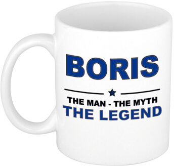 Bellatio Decorations Naam cadeau mok/ beker Boris The man, The myth the legend 300 ml - Naam mokken Multikleur