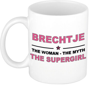 Bellatio Decorations Naam cadeau mok/ beker Brechtje The woman, The myth the supergirl 300 ml - Naam mokken Multikleur