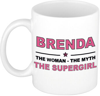 Bellatio Decorations Naam cadeau mok/ beker Brenda The woman, The myth the supergirl 300 ml - Naam mokken Multikleur