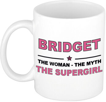 Bellatio Decorations Naam cadeau mok/ beker Bridget The woman, The myth the supergirl 300 ml - Naam mokken Multikleur