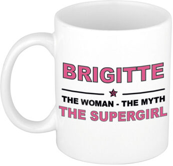 Bellatio Decorations Naam cadeau mok/ beker Brigitte The woman, The myth the supergirl 300 ml - Naam mokken Multikleur