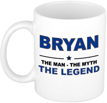 Bellatio Decorations Naam cadeau mok/ beker Bryan The man, The myth the legend 300 ml - Naam mokken Multikleur