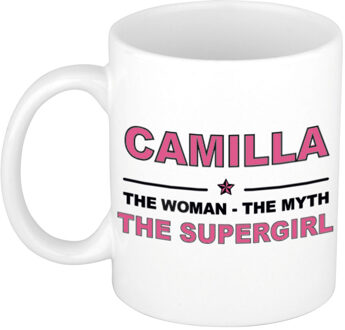 Bellatio Decorations Naam cadeau mok/ beker Camilla The woman, The myth the supergirl 300 ml - Naam mokken Multikleur