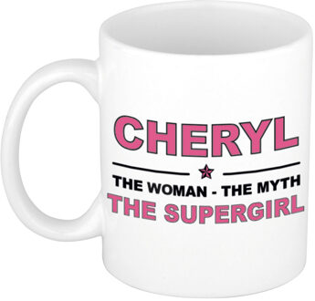 Bellatio Decorations Naam cadeau mok/ beker Cheryl The woman, The myth the supergirl 300 ml - Naam mokken Multikleur