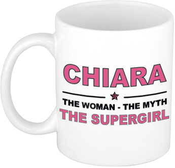 Bellatio Decorations Naam cadeau mok/ beker Chiara The woman, The myth the supergirl 300 ml - Naam mokken Multikleur