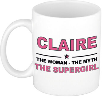 Bellatio Decorations Naam cadeau mok/ beker Claire The woman, The myth the supergirl 300 ml - Naam mokken Multikleur