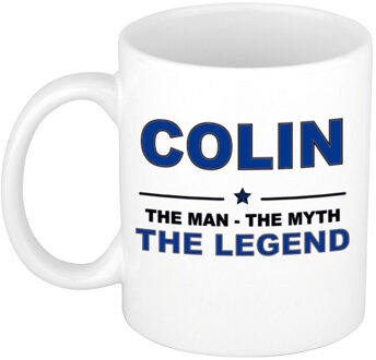 Bellatio Decorations Naam cadeau mok/ beker Colin The man, The myth the legend 300 ml - Naam mokken Multikleur