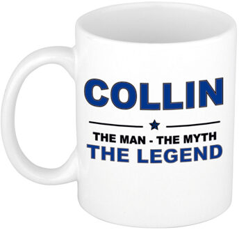 Bellatio Decorations Naam cadeau mok/ beker Collin The man, The myth the legend 300 ml - Naam mokken Multikleur