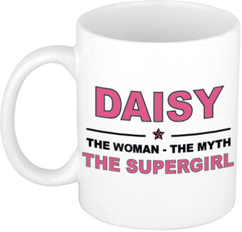 Bellatio Decorations Naam cadeau mok/ beker Daisy The woman, The myth the supergirl 300 ml - Naam mokken Multikleur