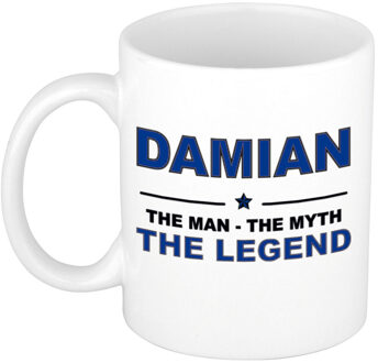 Bellatio Decorations Naam cadeau mok/ beker Damian The man, The myth the legend 300 ml - Naam mokken Multikleur