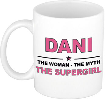 Bellatio Decorations Naam cadeau mok/ beker Dani The woman, The myth the supergirl 300 ml - Naam mokken Multikleur