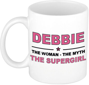 Bellatio Decorations Naam cadeau mok/ beker Debbie The woman, The myth the supergirl 300 ml - Naam mokken Multikleur