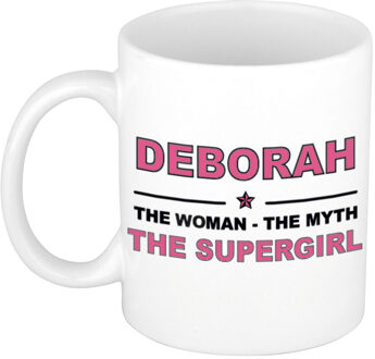 Bellatio Decorations Naam cadeau mok/ beker Deborah The woman, The myth the supergirl 300 ml - Naam mokken Multikleur