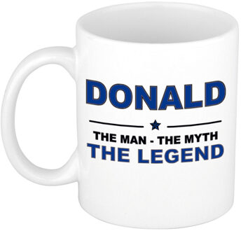 Bellatio Decorations Naam cadeau mok/ beker Donald The man, The myth the legend 300 ml - Naam mokken Multikleur