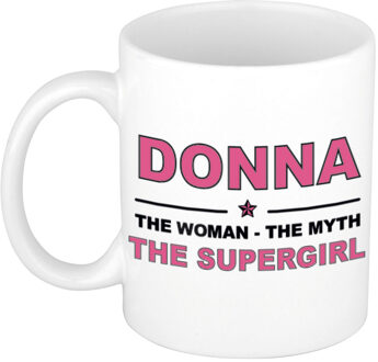 Bellatio Decorations Naam cadeau mok/ beker Donna The woman, The myth the supergirl 300 ml - Naam mokken Multikleur