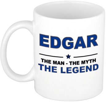 Bellatio Decorations Naam cadeau mok/ beker Edgar The man, The myth the legend 300 ml - Naam mokken Multikleur