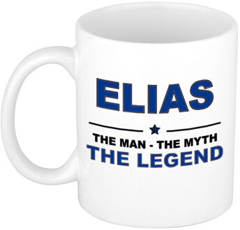 Bellatio Decorations Naam cadeau mok/ beker Elias The man, The myth the legend 300 ml - Naam mokken Multikleur