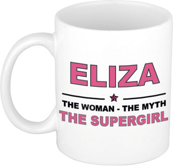 Bellatio Decorations Naam cadeau mok/ beker Eliza The woman, The myth the supergirl 300 ml - Naam mokken Multikleur