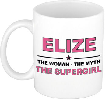 Bellatio Decorations Naam cadeau mok/ beker Elize The woman, The myth the supergirl 300 ml - Naam mokken Multikleur