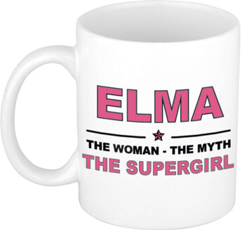 Bellatio Decorations Naam cadeau mok/ beker Elma The woman, The myth the supergirl 300 ml - Naam mokken Multikleur