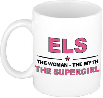 Bellatio Decorations Naam cadeau mok/ beker Els The woman, The myth the supergirl 300 ml - Naam mokken Multikleur