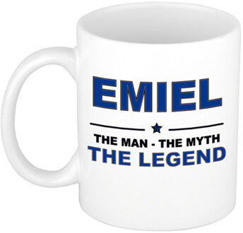 Bellatio Decorations Naam cadeau mok/ beker Emiel The man, The myth the legend 300 ml - Naam mokken Multikleur