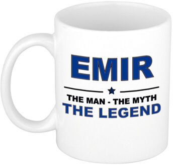Bellatio Decorations Naam cadeau mok/ beker Emir The man, The myth the legend 300 ml - Naam mokken Multikleur