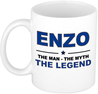 Bellatio Decorations Naam cadeau mok/ beker Enzo The man, The myth the legend 300 ml - Naam mokken Multikleur