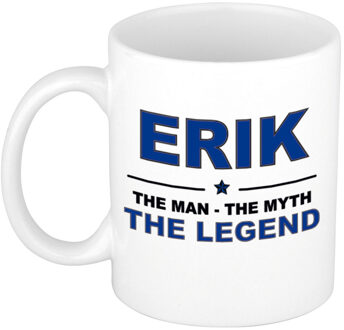 Bellatio Decorations Naam cadeau mok/ beker Erik The man, The myth the legend 300 ml - Naam mokken Multikleur