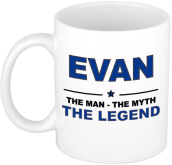 Bellatio Decorations Naam cadeau mok/ beker Evan The man, The myth the legend 300 ml - Naam mokken Multikleur