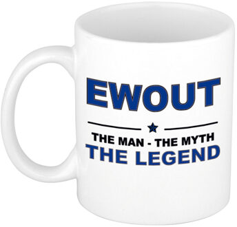 Bellatio Decorations Naam cadeau mok/ beker Ewout The man, The myth the legend 300 ml - Naam mokken Multikleur