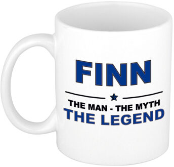Bellatio Decorations Naam cadeau mok/ beker Finn The man, The myth the legend 300 ml - Naam mokken Multikleur