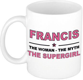 Bellatio Decorations Naam cadeau mok/ beker Francis The woman, The myth the supergirl 300 ml - Naam mokken Multikleur