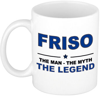 Bellatio Decorations Naam cadeau mok/ beker Friso The man, The myth the legend 300 ml - Naam mokken Multikleur