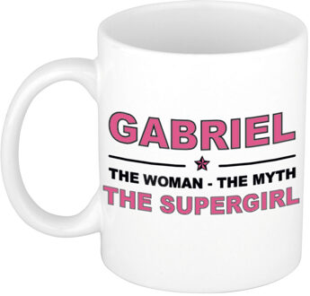 Bellatio Decorations Naam cadeau mok/ beker Gabriel The woman, The myth the supergirl 300 ml - Naam mokken Multikleur