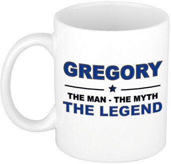 Bellatio Decorations Naam cadeau mok/ beker Gregory The man, The myth the legend 300 ml - Naam mokken Multikleur