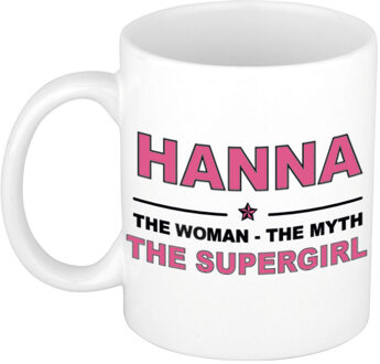 Bellatio Decorations Naam cadeau mok/ beker Hanna The woman, The myth the supergirl 300 ml - Naam mokken Multikleur