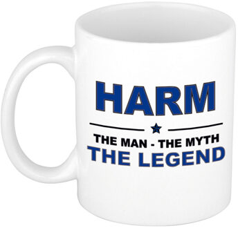 Bellatio Decorations Naam cadeau mok/ beker Harm The man, The myth the legend 300 ml - Naam mokken Multikleur