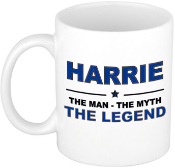 Bellatio Decorations Naam cadeau mok/ beker Harrie The man, The myth the legend 300 ml - Naam mokken Multikleur