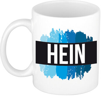 Bellatio Decorations Naam cadeau mok / beker Hein met blauwe verfstrepen 300 ml