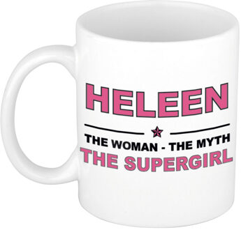 Bellatio Decorations Naam cadeau mok/ beker Heleen The woman, The myth the supergirl 300 ml - Naam mokken Multikleur