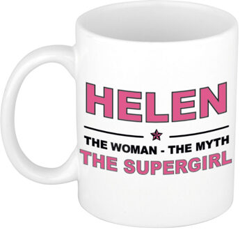 Bellatio Decorations Naam cadeau mok/ beker Helen The woman, The myth the supergirl 300 ml - Naam mokken Multikleur