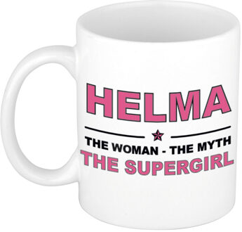 Bellatio Decorations Naam cadeau mok/ beker Helma The woman, The myth the supergirl 300 ml - Naam mokken Multikleur