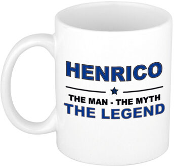 Bellatio Decorations Naam cadeau mok/ beker Henrico The man, The myth the legend 300 ml - Naam mokken Multikleur