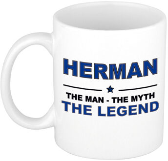 Bellatio Decorations Naam cadeau mok/ beker Herman The man, The myth the legend 300 ml - Naam mokken Multikleur
