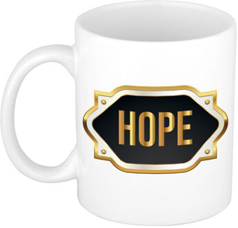 Bellatio Decorations Naam cadeau mok / beker Hope met gouden embleem 300 ml