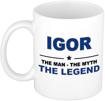 Bellatio Decorations Naam cadeau mok/ beker Igor The man, The myth the legend 300 ml - Naam mokken Multikleur