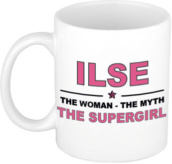 Bellatio Decorations Naam cadeau mok/ beker Ilse The woman, The myth the supergirl 300 ml - Naam mokken Multikleur